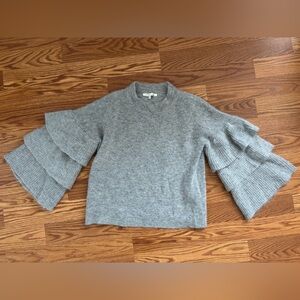 Ruffle Sleeve Crewneck Sweater
